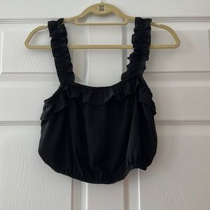 Free People Sunday best black ruffles crop top medium
